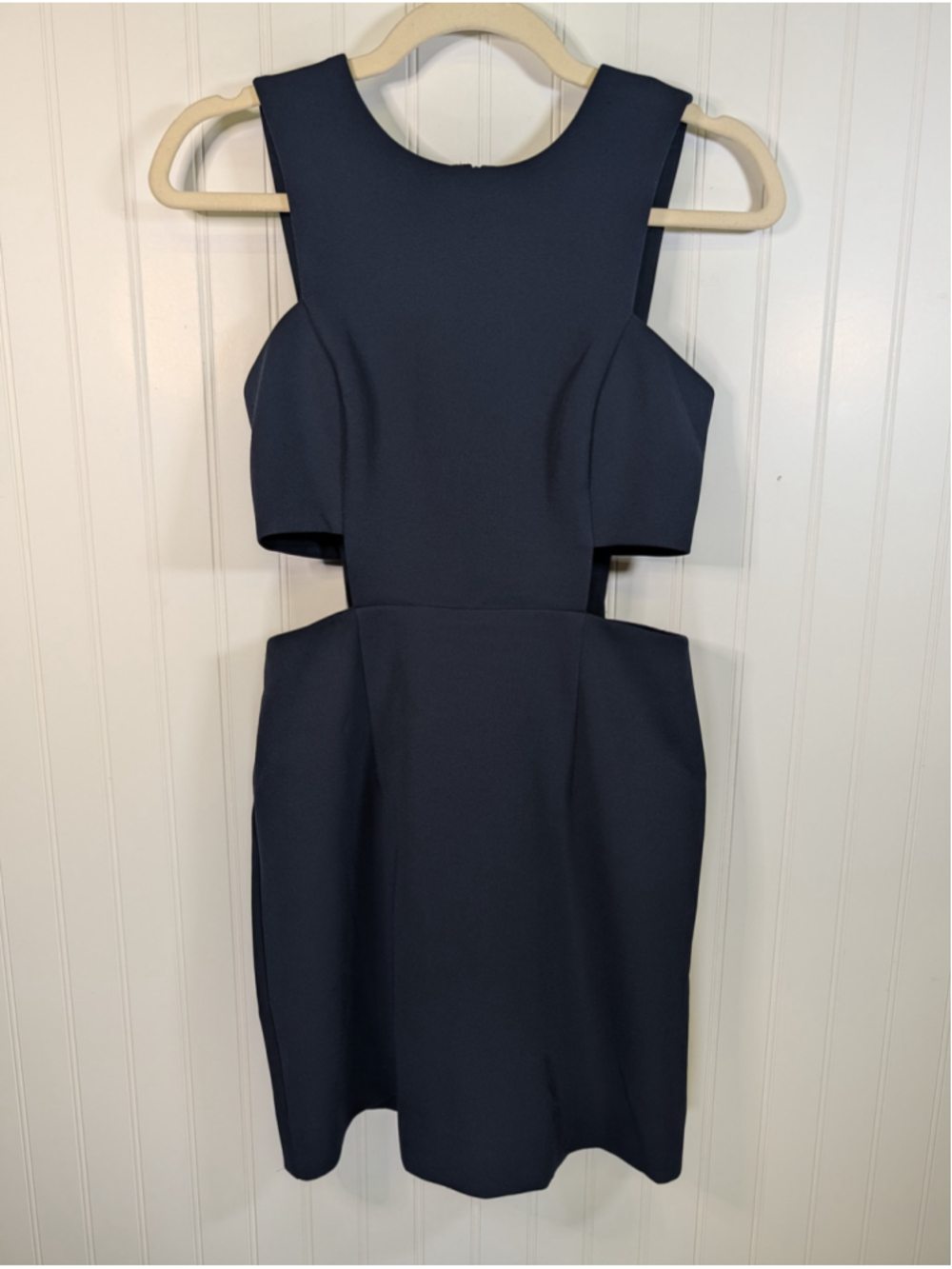 Milly Navy Blue Side Cut Out Bodycon Mini Dress Sleeveless Size 4 Like New